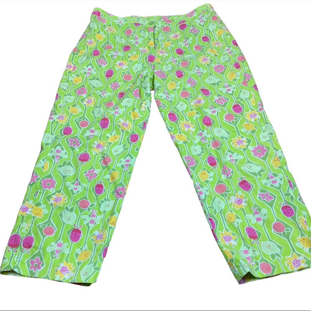Lilly Pulitzer Capris Pants Flowers Ladybugs “A-Maze-Ing” Print - Size 10